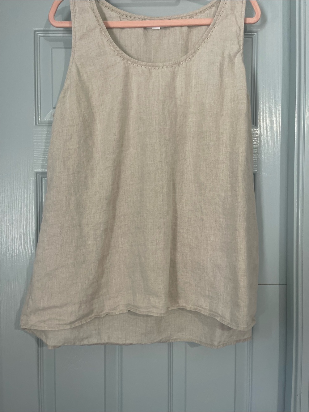 J. Jill Linen Scoop Neck Tank Top - Natural Cream - Picture 3 of 6